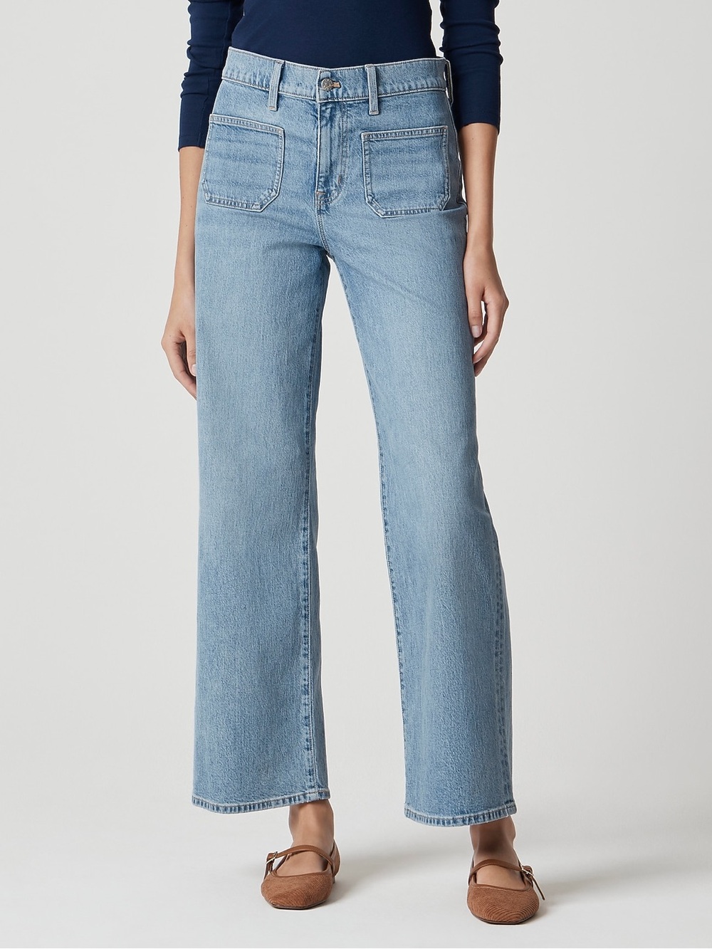 J.Crew Full-Length Slim Wide-Leg Jeans Brighton Wash Size 25 New, No Tags
